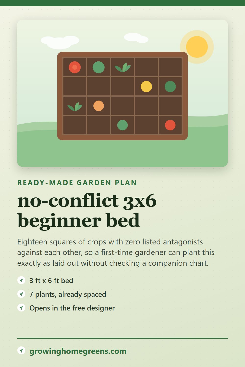 A no-conflict 3x6 beginner bed