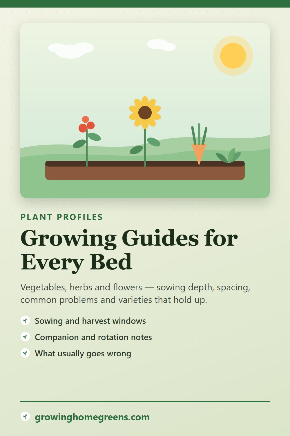 Plant growing guides for vegetables, herbs and flowers